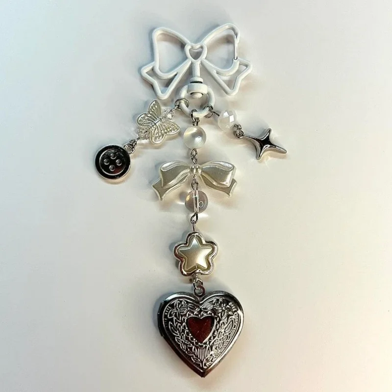 handmade heart locket Lana Del Rey keychains coquette beaded  Accessories Y2K