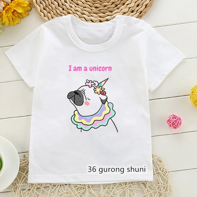 

I Am A Unicorn French Bulldog Animal Print Tshirt Kawaii Dog Lover Kids Clothes Summer Tops Tee Shirt Harajuku Shirt