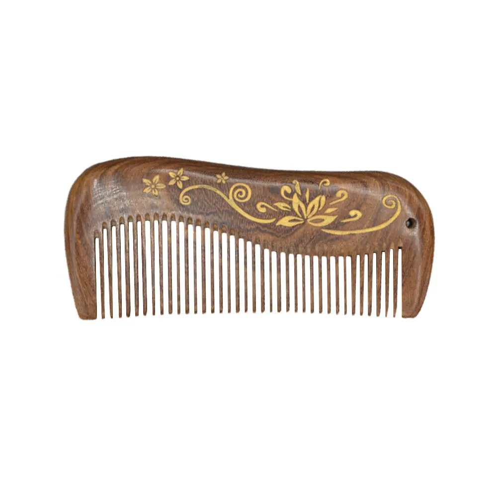 

Sandalwood Comb Carving Design Smooth Teeth Ideal Daily Use Wooden Hair Comb Retro Style Promotes Circulation Relieves Headache
