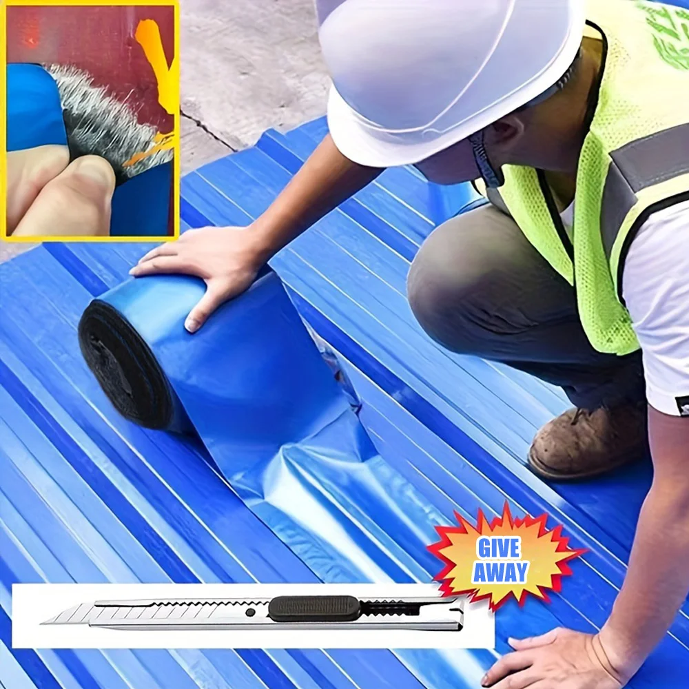 393.7 inch self-adhesive waterproof and heat-resistant tape, leak proof repair for roofs, walls, and cracks, art knife