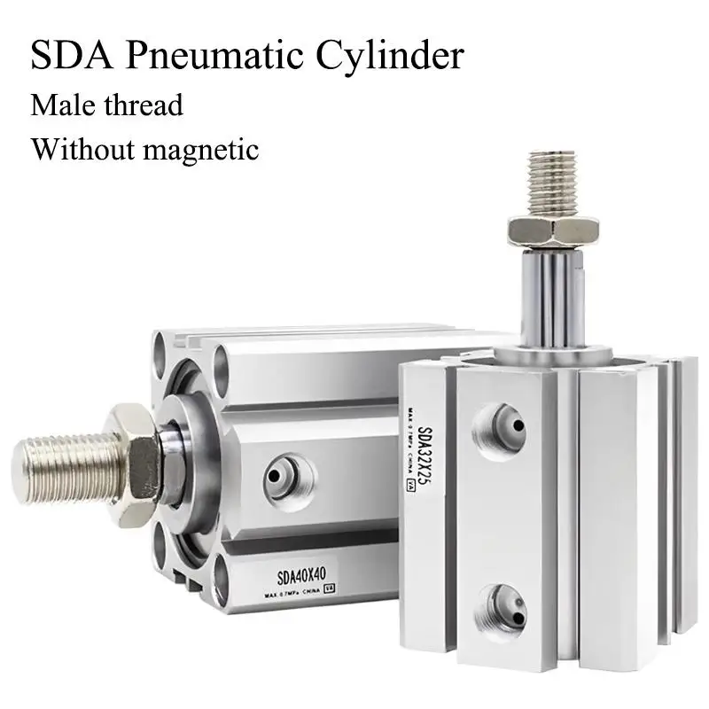 SDA-B Air Pneumatic Compact Thin Cylinder Bore 12/16/20/25/32/40/50/63/80mm Stroke 5 10 20 25 30 40 45 50 60 70 75mm SDA B