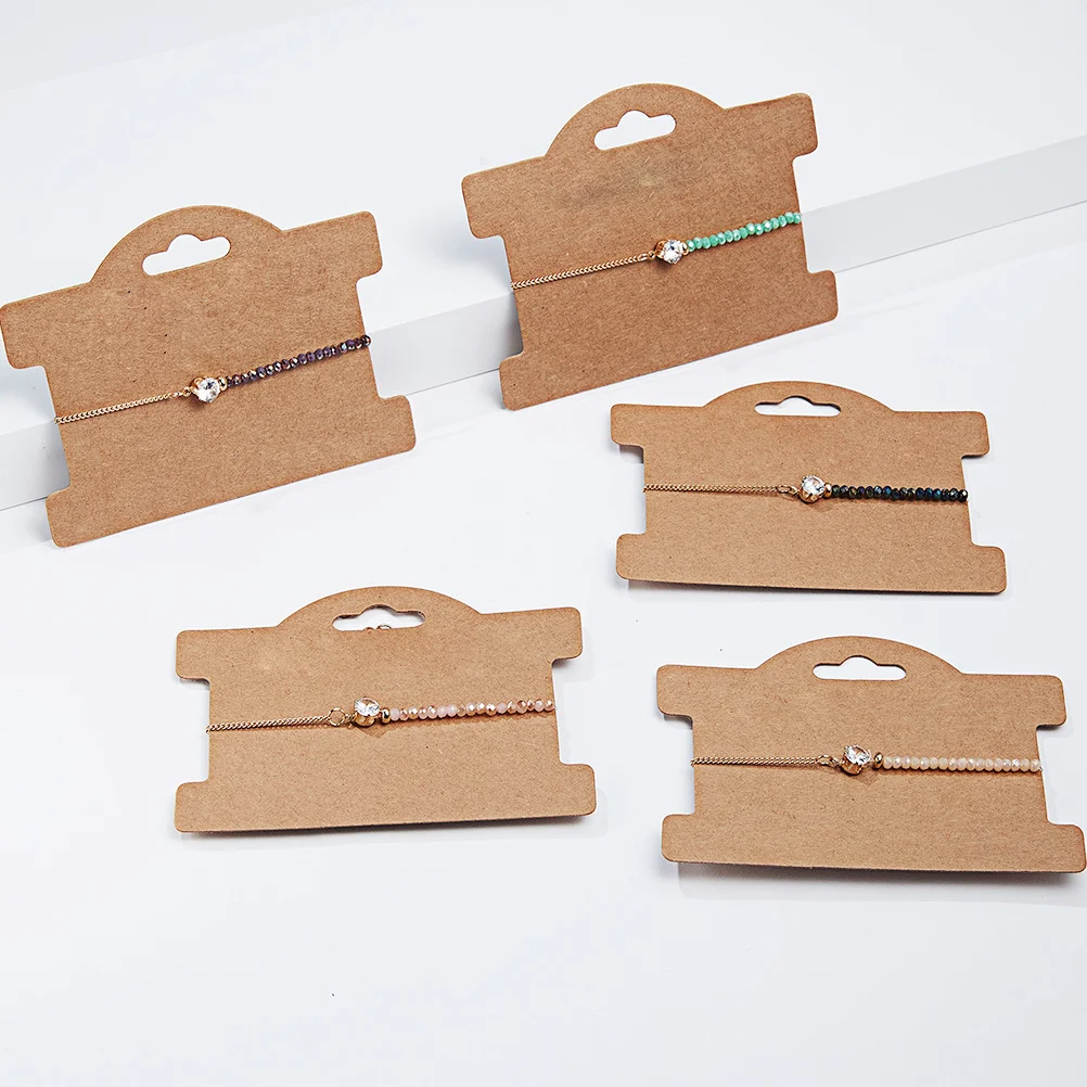

50pcs Hand Chain Presentation Jewelry Display Cards For Selling Necklace Earring Packaging Kraft Paper Storage Cards Gift