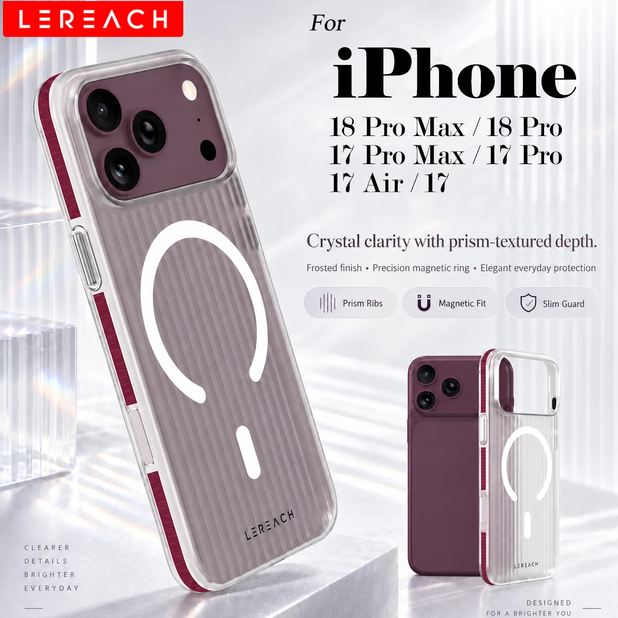 Lereach dla iPhone 18 Pro Max 17 Pro Max 18 Pro 17 Pro Matowe etui na telefon z falistej struktury, antypoślizgowe, smukłe, odporne na odciski palców
