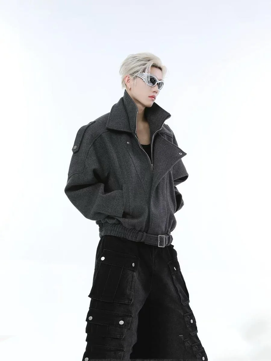 

Ay ort Мужская шерстяная куртка осень-зима Faion Cleanfit деконструированная рабочая одежда свободного покроя куртка из полиэфирного волокна