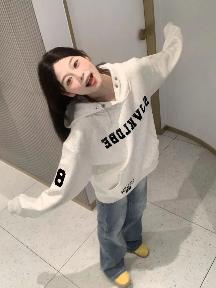 

Американская толстовка с вышивкой в стиле High Street для мужчин, осенне-зимняя, модный дизайн, плотная, свободная, уютная, для пар, куртка