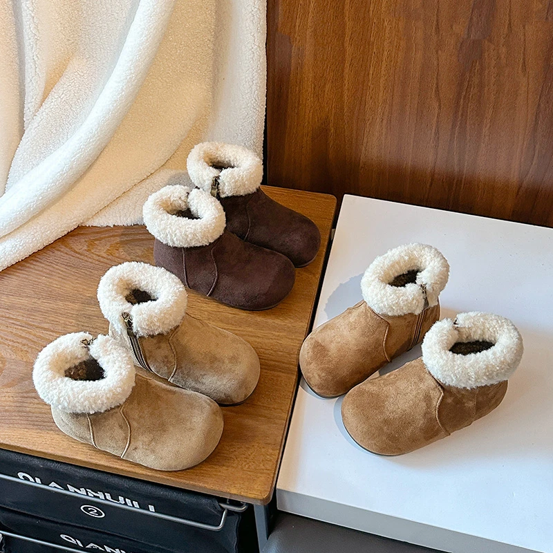 أحذية الفتيات القطنية 2025 شتاء جديد دافئ النمط البريطاني أحذية أطفال بسيطة متعددة الاستخدامات أحذية الأطفال 23-36 #1