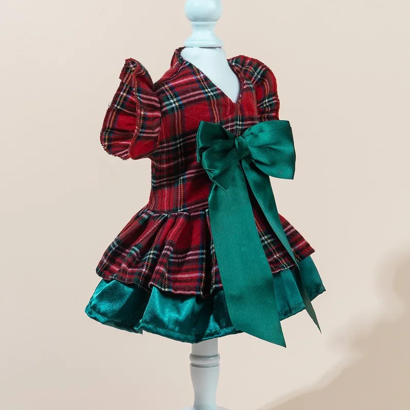 Doppellagiges festliches Kleid mit Schleife für Haustiere, Herbst-Winter-Hundekleidung, Katzenrock, Katzen- und Hundekleid, Haustierbekleidung, Festtagskostüm für Partys – Detail 19