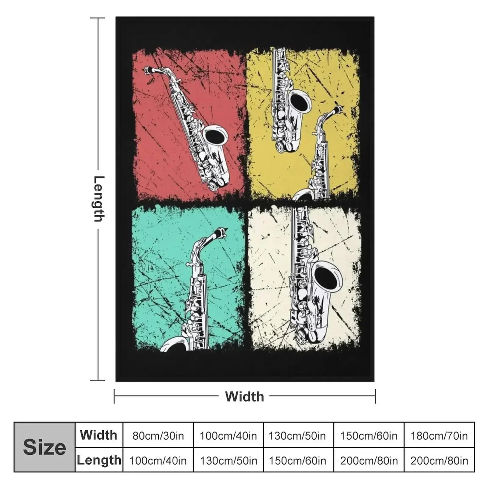 Saxophonist Gift Men Women Jazz Music Saxophone Throw Blanket Shaggy Retros For Baby Plaid on the sofa sofa bed Summer Blankets