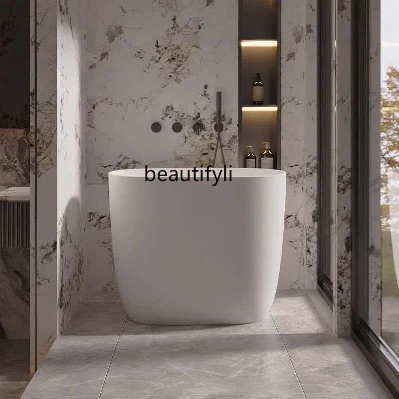 X فقاعة عميقة من الحجر الصناعي البوليمر، حوض استحمام بيضاوي للجلوس المنزلي