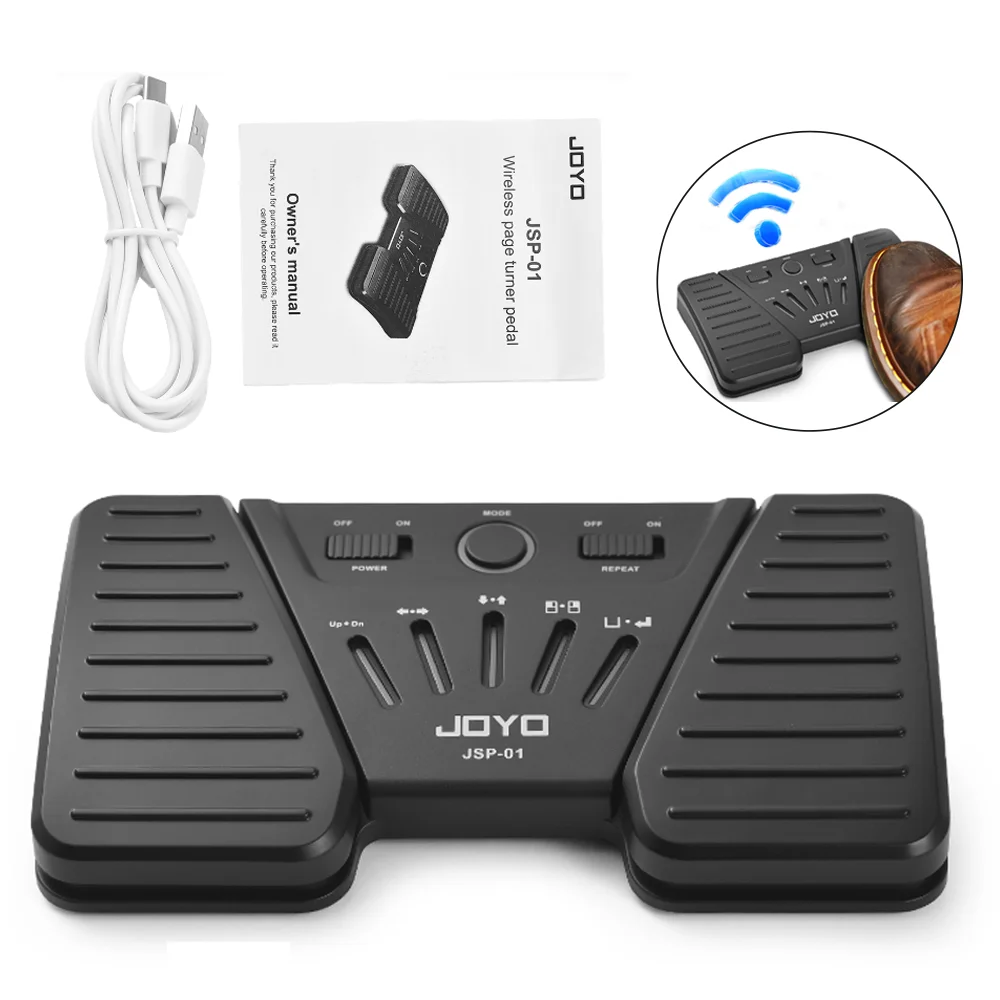 JOYO JSP01 Wireless Page Turner Pedal Portable BT Page Music Turner Pedal for Tablets Phones Rechargeable for Guitar accessories