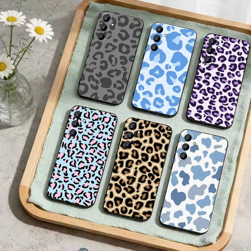 

Animal L-leopard print Phone Case For Samsung Galaxy A73,21,22,32,71,53,52,51,80,5G Soft Black Cover