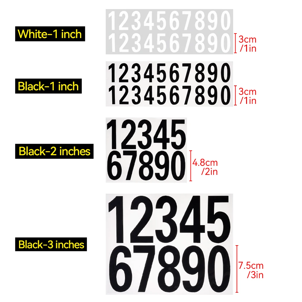 2Pcs Car or House Door Street Address Mailbox Number Digits Numeral Car Room Gate Vinyl Decal Reflective Stickers White Black