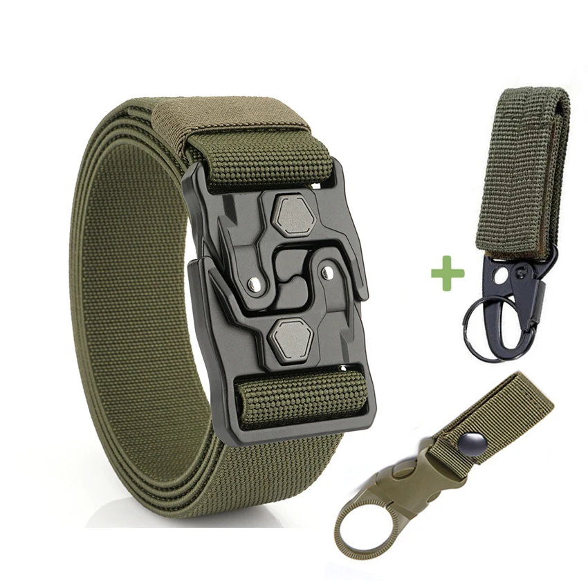 New Original Quick Release Men Belts 125cm Elastic Tactical Belt Metal Buckle Outdoor Breathable Stretch Waist Belt For Drilled