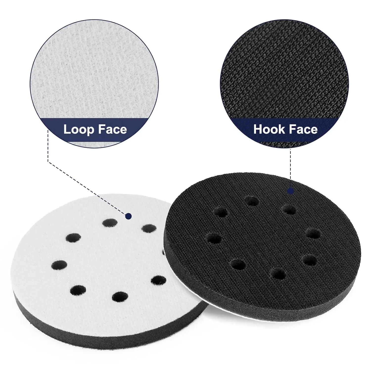 5 Inch 8 Hole Hook and Loop Sanding Discs 82 Pcs Assorted 1500/2000/2500/3000/4000/5000/7000/10000 Grits with Interface Pad