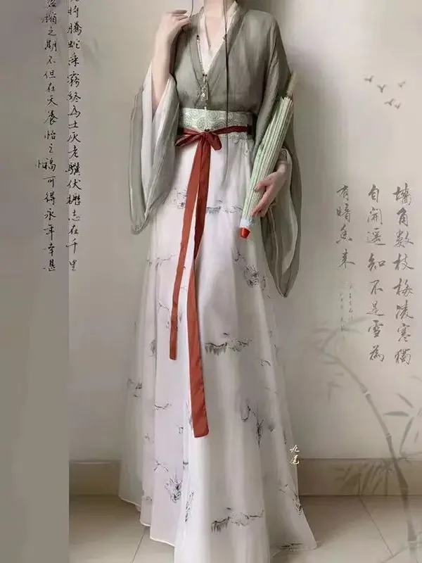 Chinese Style Hanfu Dress Women Traditional Elegant Floral Embroidery Princess Dresses Oriental Fairy Cosplay Stage Dance Robe