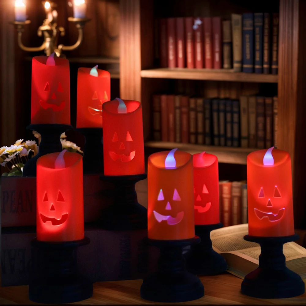 Halloween Candle Light, LED Colorful Candlestick Flameless Candles Lights, Halloween Decoration Lights for Halloween Party Decor