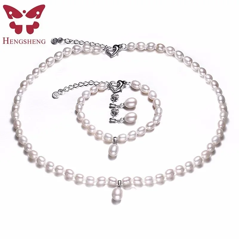 HENGSHENG AAAA Natural Freshwater Pearl Jewelry Set Fashion/Elegant Necklace Bracelet Earrings for Women for Party/wedding/gift