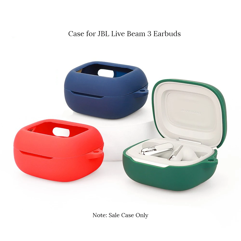 Capa de silicone para jbl live beam 3 fones de ouvido sem fio com mosquetão à prova de choque capa de proteção de corpo inteiro acessórios de fones de ouvido