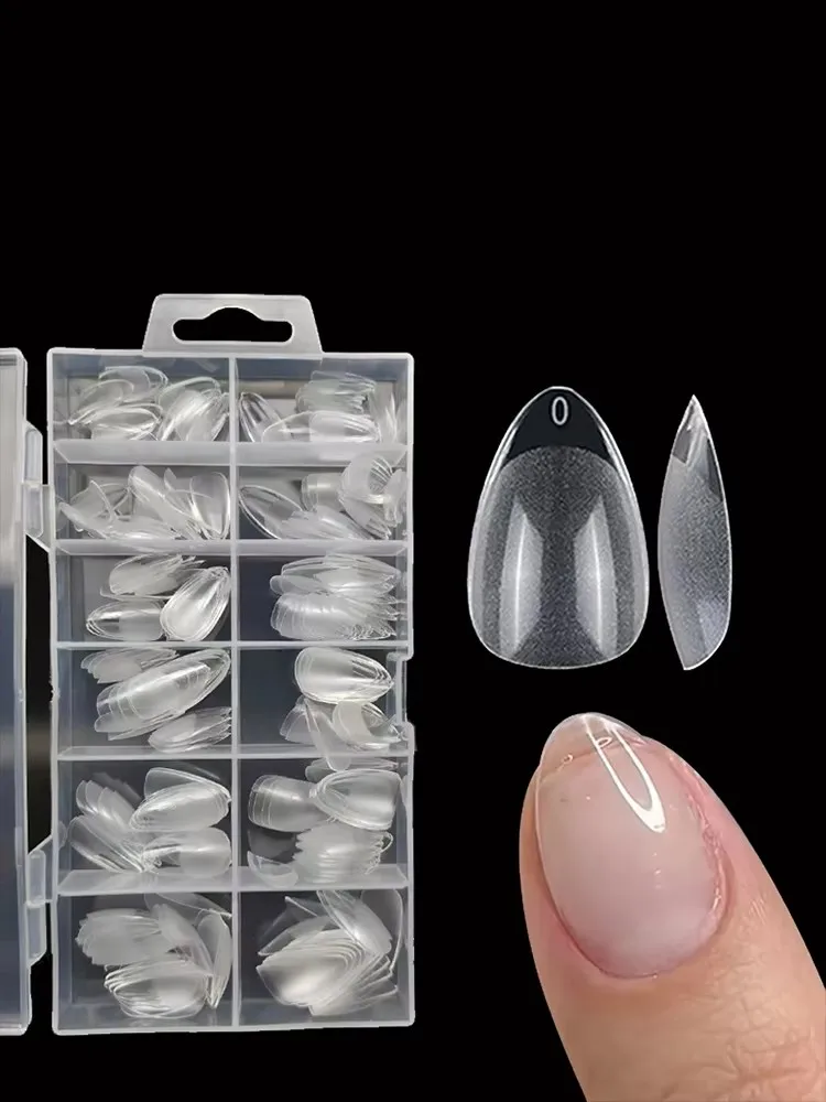 240 stuks/doos semi-matte XXS amandel nageltips volledige dekking zachte gel nep kunstnagels verlenging perfect voor ultrakorte nagelbedden - afbeelding 2