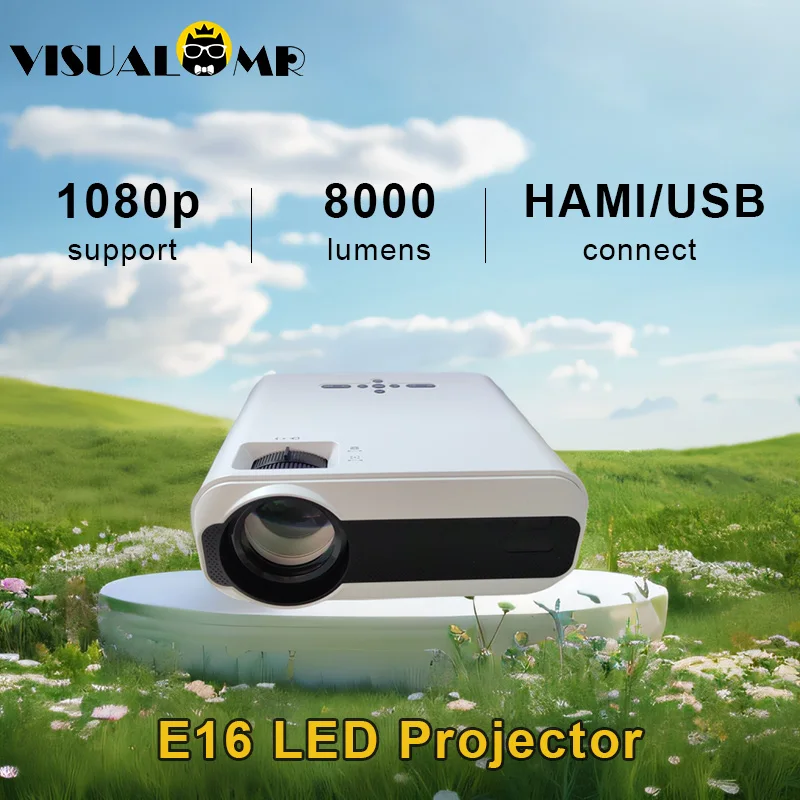 

HOT 8500 Lumens E16 LCD Projector Newly Supports Native 1080P Compatible with HDMI, USB, Laptop, Home Cinema Theater Projector