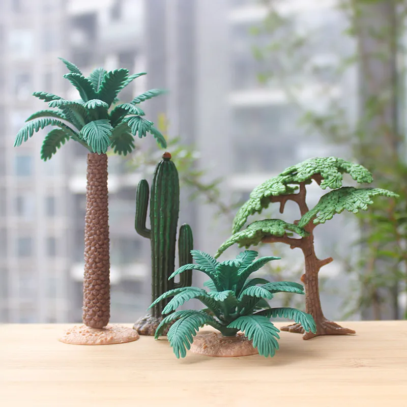 

New PVC Simulation Small Cactus Banyan Tree Palm Tree Sika Deer DIY Potted Green Plant Landscape Decoration Model Accessories