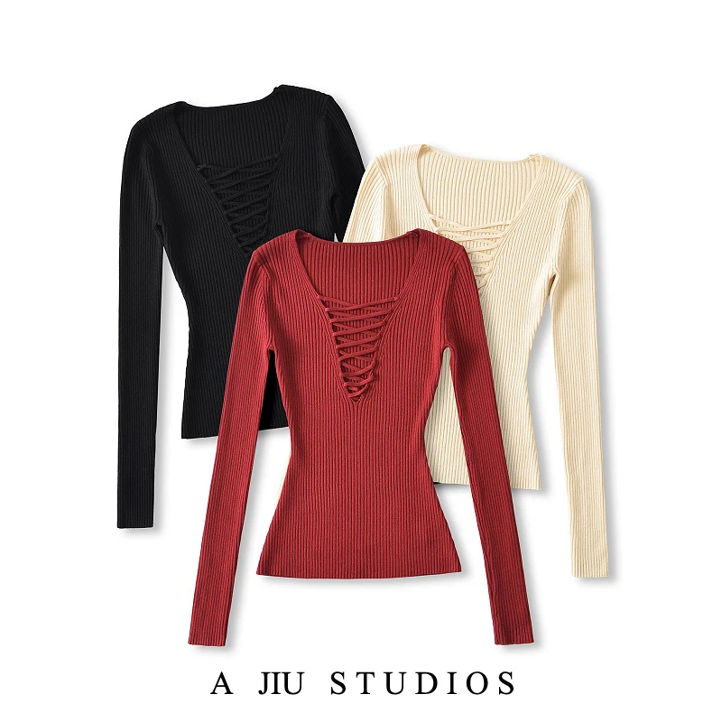 

Потолок Pure Desire, сексуальный V-Ne, передний ремень, ажурный, для похудения, длинный вязаный верх, базовый слой, внутренняя одежда, эффект похудения