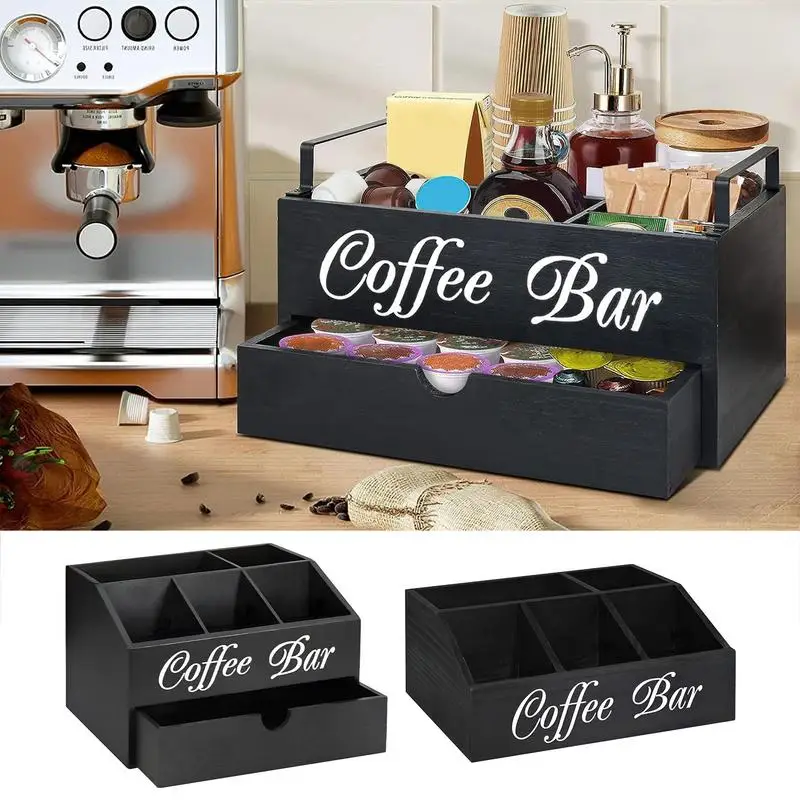 Wooden Coffee Rack Stylish Tea Shop Organizer Cup Holder Lid Holder Beverage Station for Offices kitchen bar Accessories