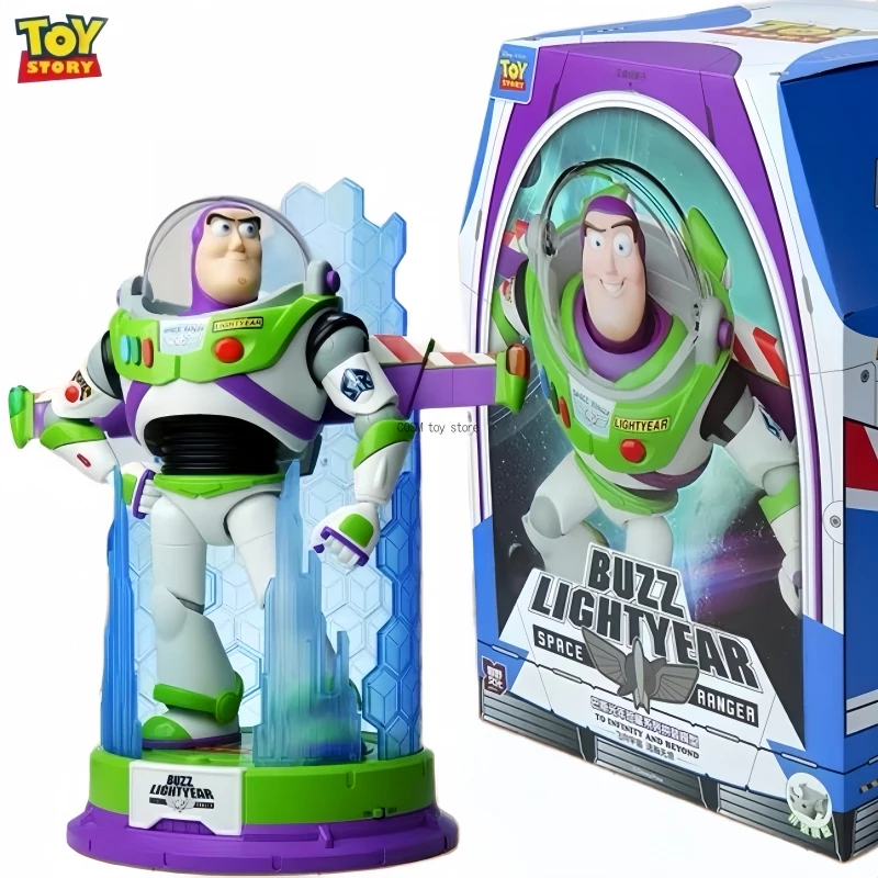 

Hot Selling Disney Toy Story Buzz Lightyear 30cm Assembled Figure With Light Base Replaceable Faces Collectible Decor Toy Gift