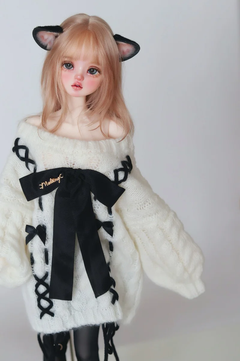 BJD/SD ملابس دمى 1/4 أطقم بنات أنيقة رمادي أصفر أبيض سترة ناعمة فستان متعدد الألوان هدايا إكسسوارات دمي (بدون دمى)