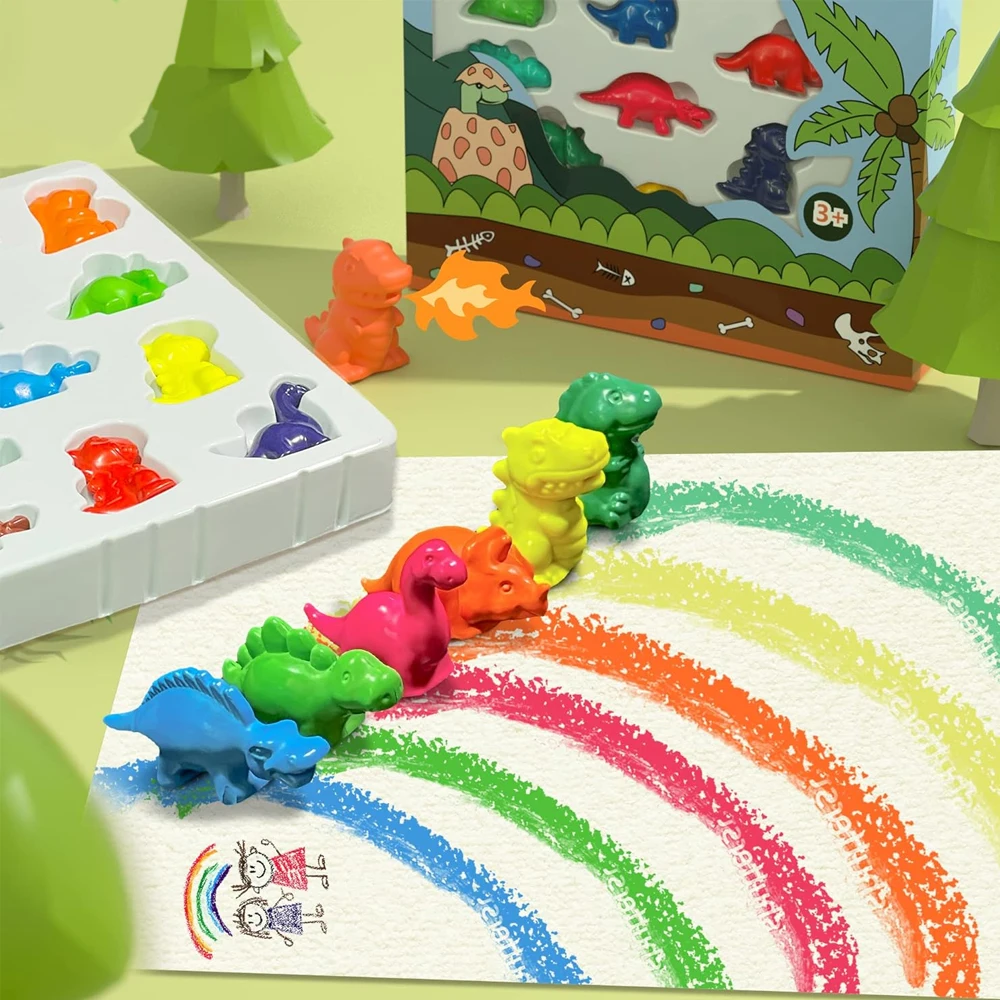 Imagem -05 - Crayons de Dinossauro Não Tóxicos para Crianças Lápis Laváveis para Crianças Presentes Seguros para Colorir Bebês e Crianças 12 Cores