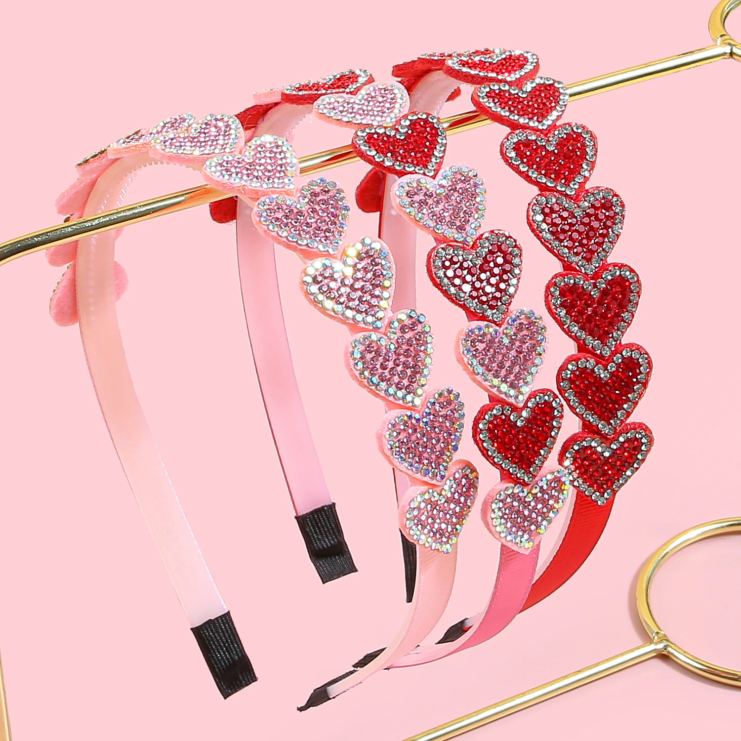 1/3pcs Crystal Heart Headbands for Women Valentine's Day Heart Shaped Hairbands Kids Girls Headband for Party Hair Accessories