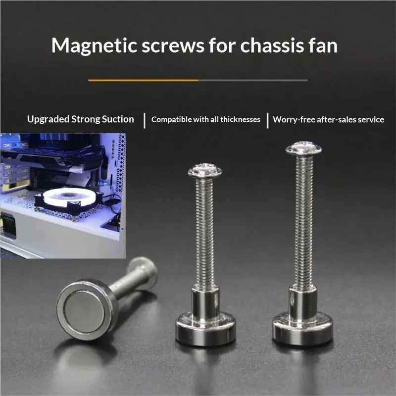 【C】4Pcs DIY Modified Cooling Desktop Fan Cooling Tool Magnetic Screw Fixed Fan Magnetic Nut Fixing Chassis Fan Magnetic Screw