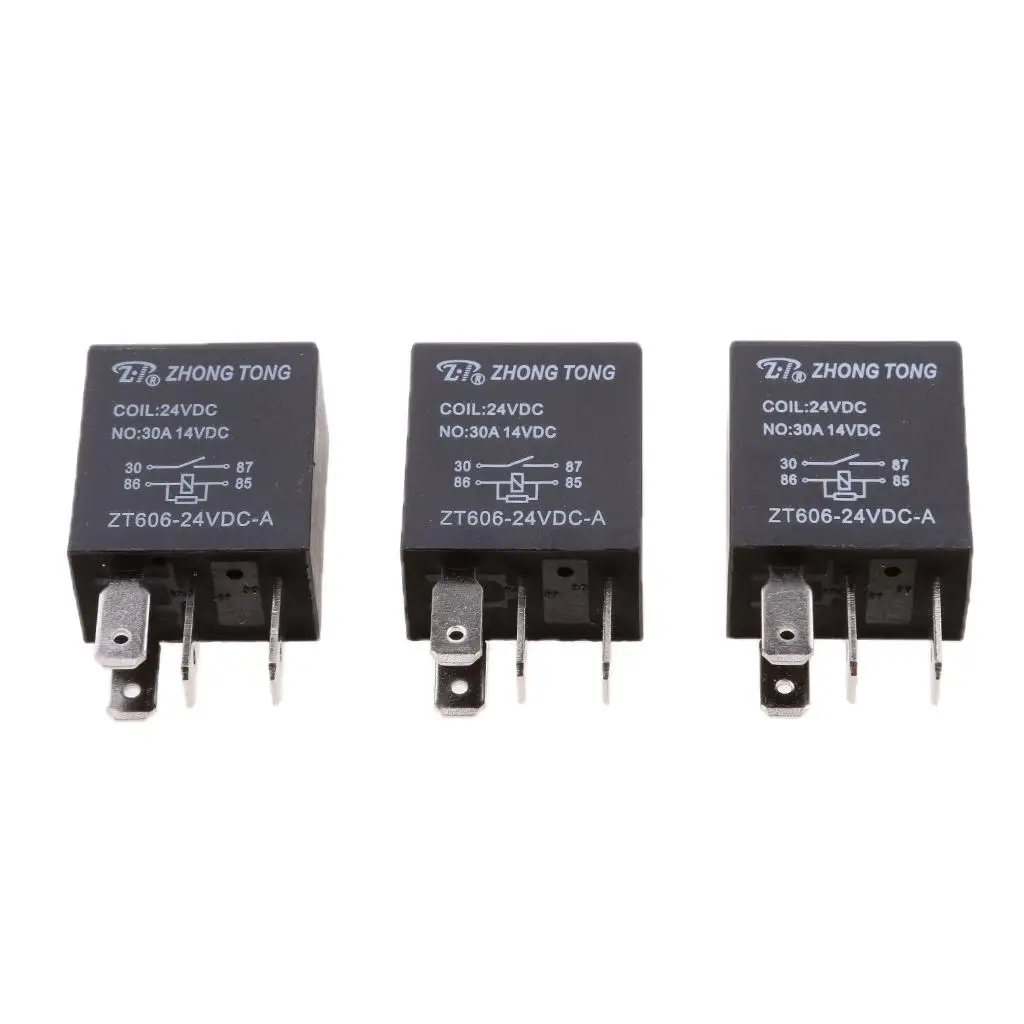 SPST Relays High Power 4wire 30A 24V Relay Holder for Car Cooling Fan Water Pump Trunk Solenoid