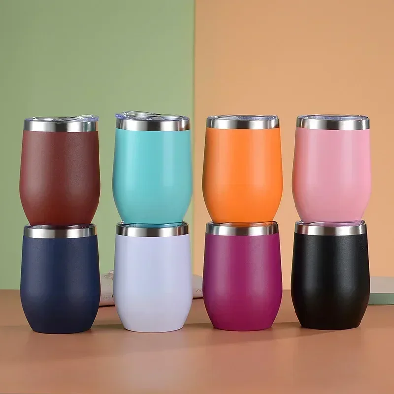 350 ml isolierter Eierschalen-Wasserbecher aus Edelstahl, Weinglas, doppelschichtig, Vakuum-Reise-U-förmige Rotwein-Kaffeebecher