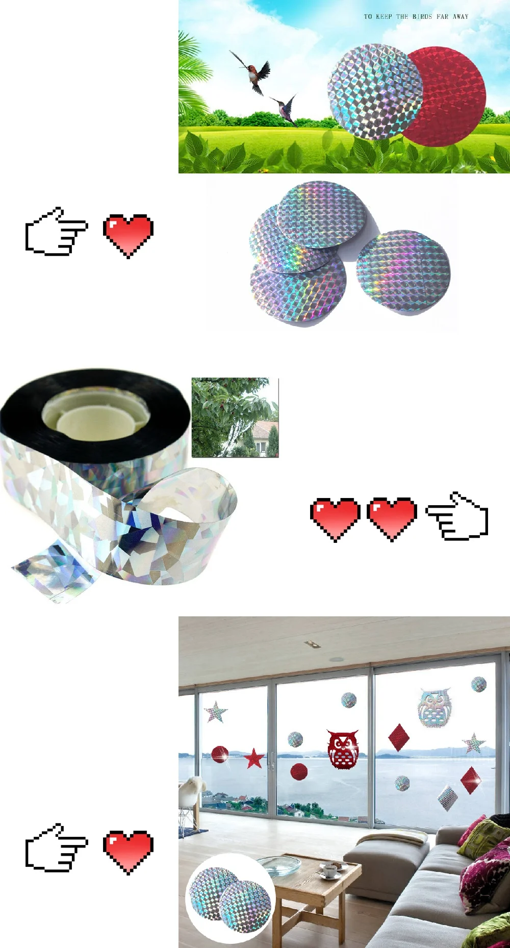 

Bird Scare Tape Audible Repellent Pigeons Fox Repeller Ribbon Deterrent Tapes Bird Repellent Thorn Spikes Net Fence