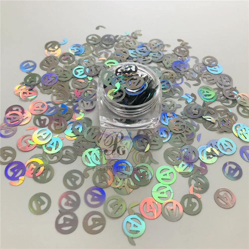 PrettyG 8mm Revenge-Half-A Shape Glitter Shape Avengers Logo Holographic Glitter Sequin For DIY Art Craft Nail Decoration