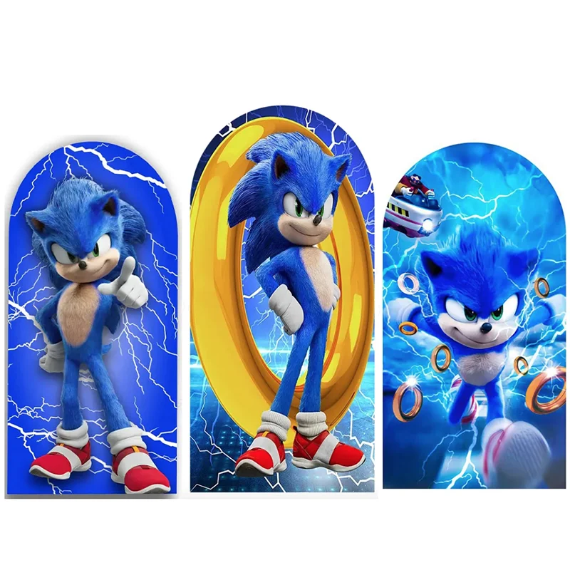 Sonic The Hedgehog Shadow Arch Cover Elastischer Hintergrund Fotografie Hintergrund Babyparty Junge Geburtstagsfeier Feier Requisiten