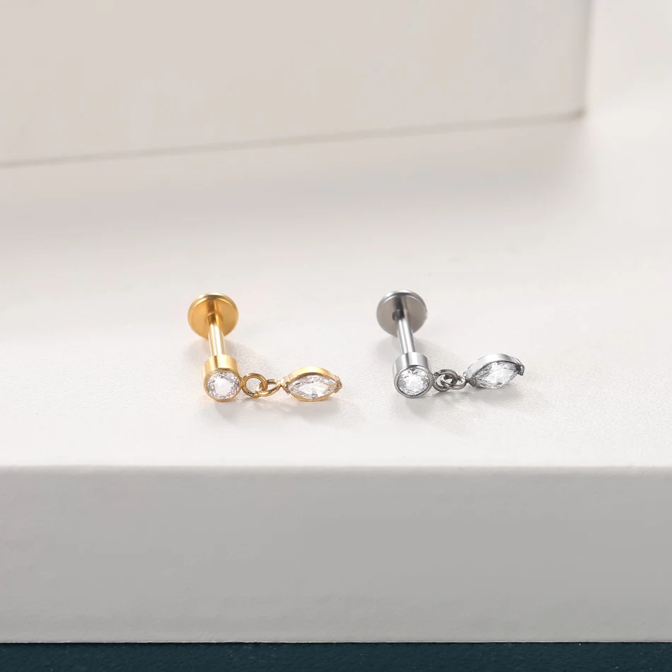 1 Stück G23 Titan Ohr Tragus Ohrstecker Innengewinde CZ Kristall Labret Ring Knorpel Helix Piercing Körperschmuck 16G – Detail 11