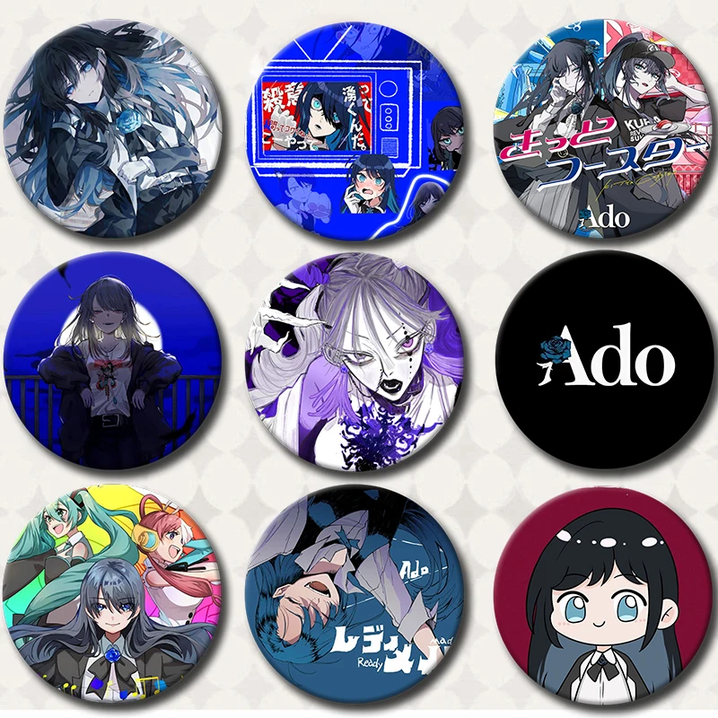 

58MM Ado Kyogen X Uta Soft Button Pin I Love Ado Vintage Anime Brooch Badge Bag Decor Accessories Fans Collect Friends Gifts