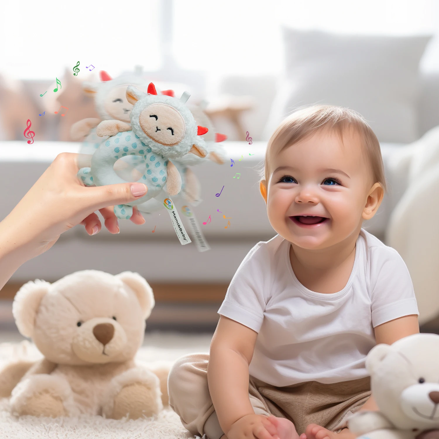 Soft Hand Crank Baby Rattle Toys Cartoon Animals Plush Infant Hand Ring Bed Toys for Newborn Toddler Early Educational Toy Gift