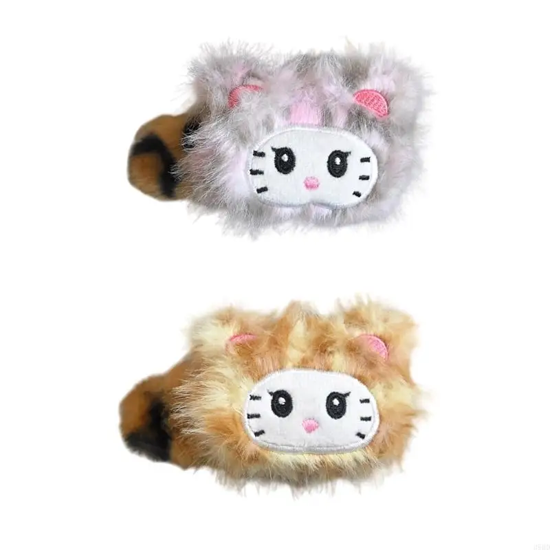 

652F Leopard Print Plush Cats Hair Clip Soft And Comfortable Hairpieces Unique Hair Ornament For Fashionable Women