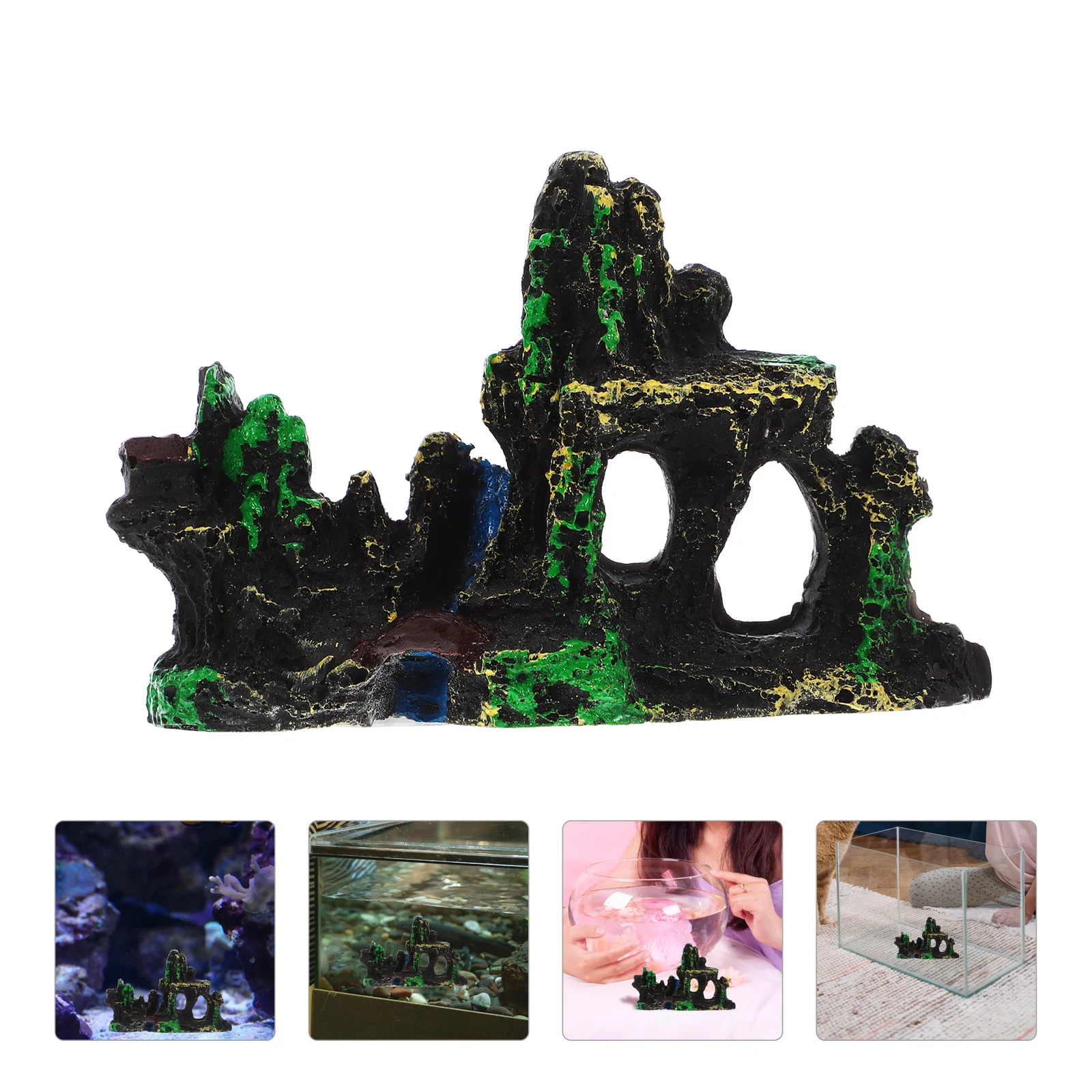 Fish Tank Rockery Decoration Betta Simulated Mini Ornaments Hermit Crab Resin Stone Cave Aquarium for Fighting