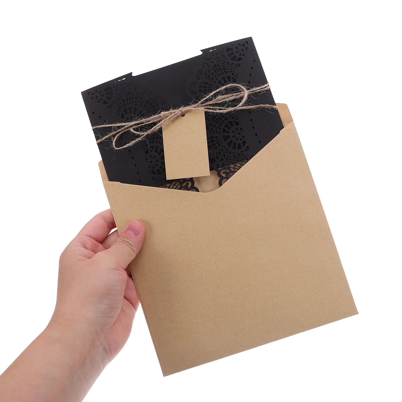 

10Sets Halloween Spiderweb Invitation Cards with Envelopes Black Intricate Hollow Cutout Design for Spooky Party Birthday