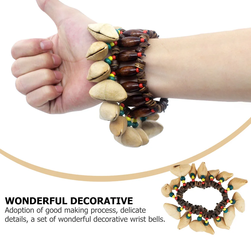 Concha h sino tambor africano sinos de pulso porca pulseira crianças brinquedo instrumento musical acessórios de dança de madeira elegante criativo