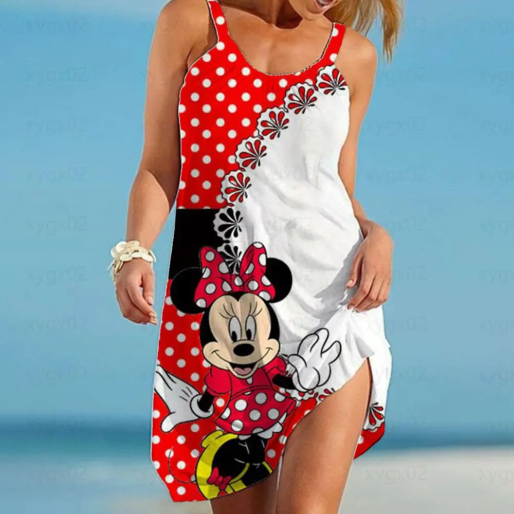 

Elegant Dresses for Women 2022 Boho Y2k Sleeveless Minnie Mouse Summer Dress Disney Sexy Cartoon Loose Women's Summer Sundresses