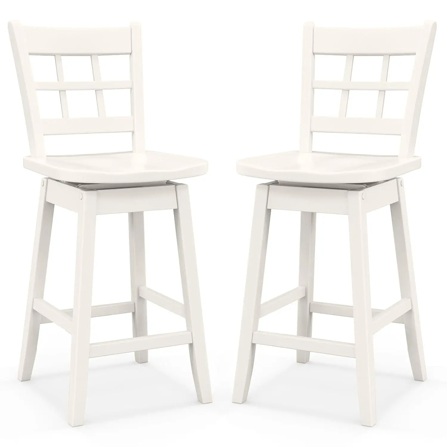 

Набор из 2-х поворотных барных стульев 24,5 дюйма с полой спинкой, деревянным сиденьем и подставкой для ног, для кухни/бара, на заказ