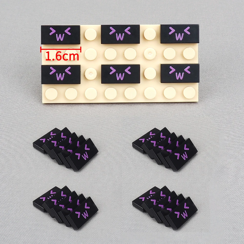 MOC 10PCS Printed 3069 Data Purple Smiling Face Building Blocks Robot Body Compatible Board Bricks Particle Toys Children Gifts