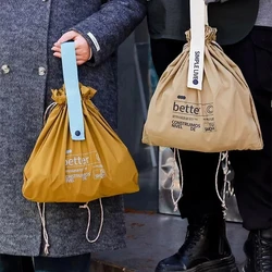 Izolowana płócienna torba na drugie śniadanie ze sznurkiem zagęścić folia aluminiowa termiczne pudełko Bento Tote Cooler torebki piknik jedzenie pojemnik na kolację