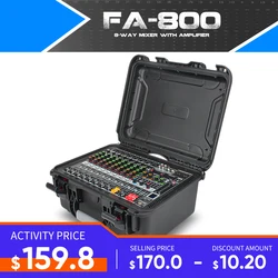 Fulude Professional 8-Channel Powered Mixer with Flight Case, High-Power Wireless Microphones, and Bluetooth - FA-800 (Microphon