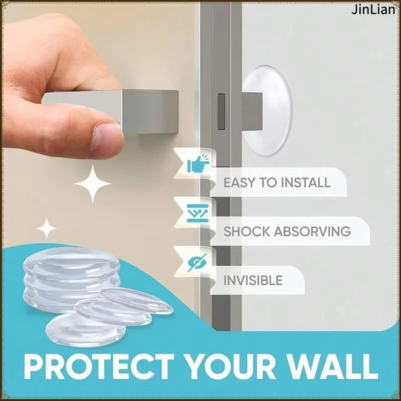 Door Knob Wall Shield Clear Soft Rubber Door Stopper Door Handle Bumper Mute Stickers Wall Protector Muffler Pad Protective Plu